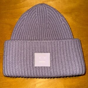 Acne Studios Large Face Logo Beanie Lavender
